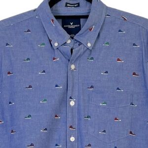American Eagle Outfitters Mens Unisex Seriously Soft Casual Sneaker Print Shirt